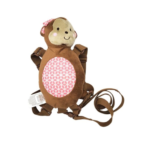 Child Of Mine By Carters Pink Brown Monkey Safety‎ Backpack Harness Kid Travel - Picture 1 of 6
